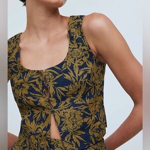 Madewell Scoopneck Crop Tank in 100% Linen, Size XS